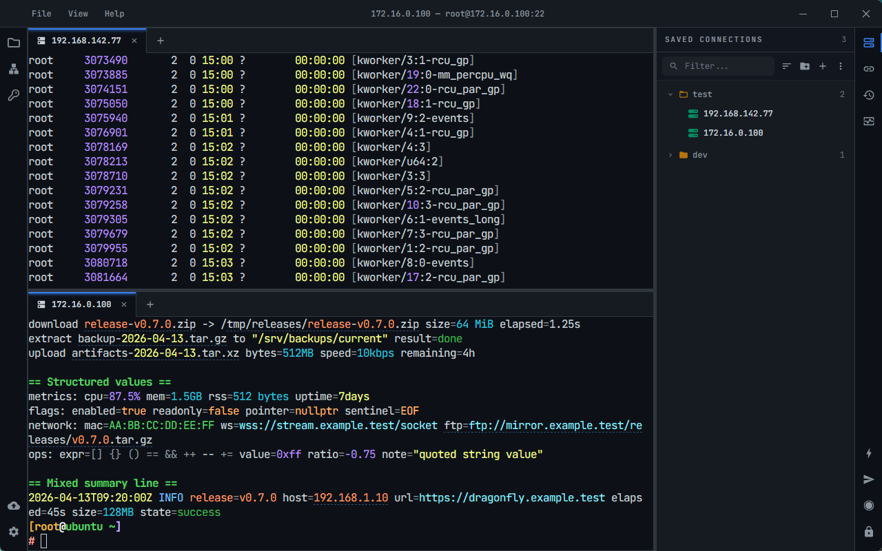 NyaTerm feature screenshot in dark theme