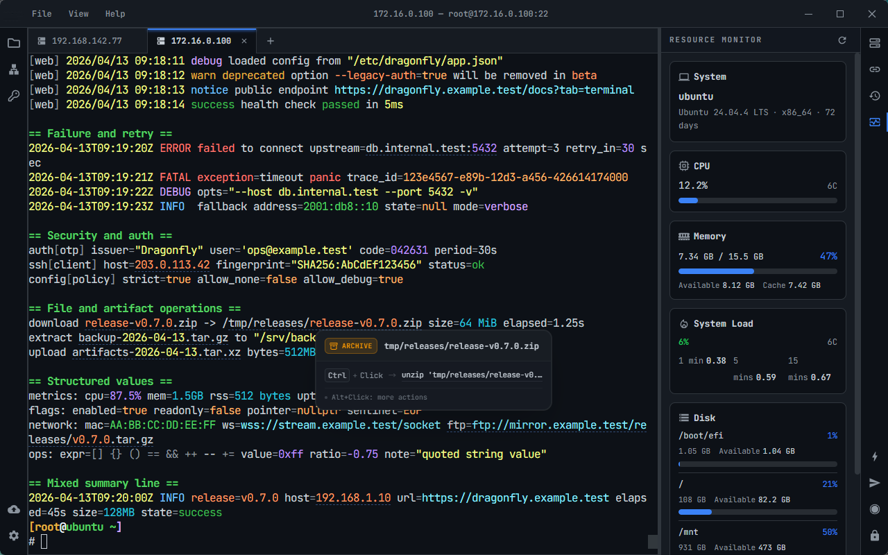 NyaTerm product screenshot in dark theme